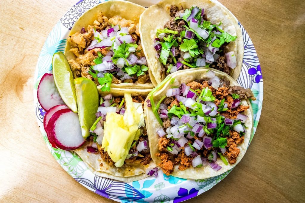 A plateful of different tacos from Amono’s Mexican Kitchen. Photo credit: Marketeering Group