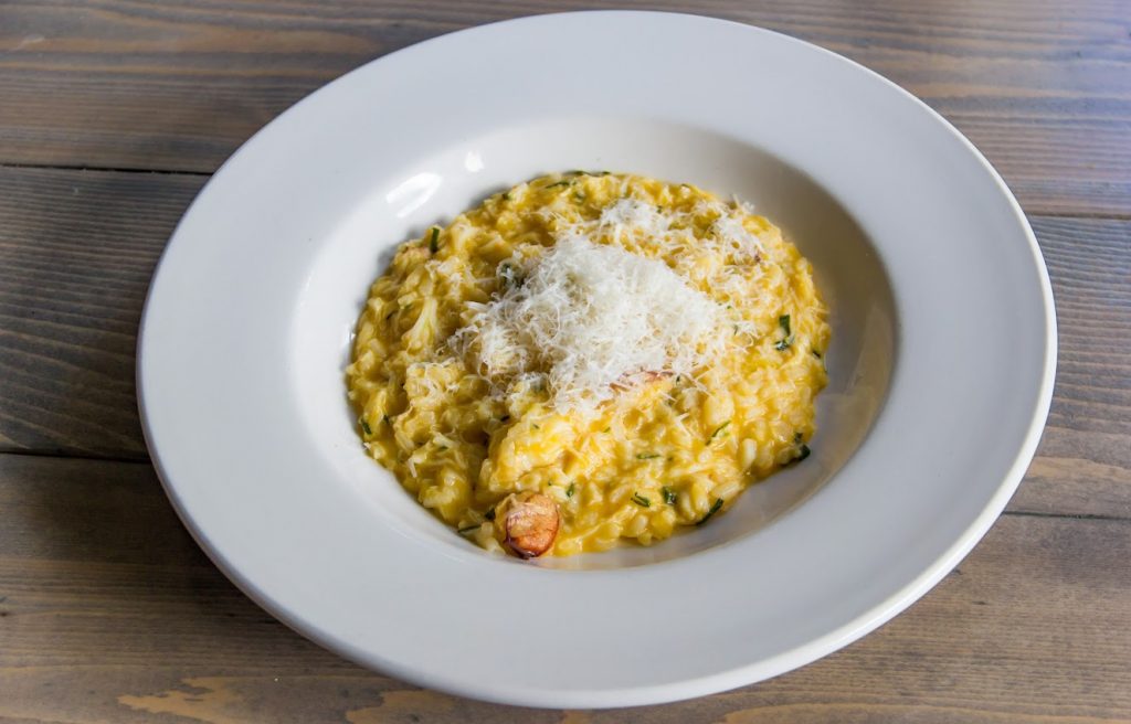 Creamy Dungeness crab and roasted butternut squash risotto at Cucina Americana. Photo credit: Marketeering Group.  