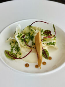 Wild Matsutake Mushrooms, Parmesan Custard, Sherry Vinegar Gel, Red Ribbed Sorrel